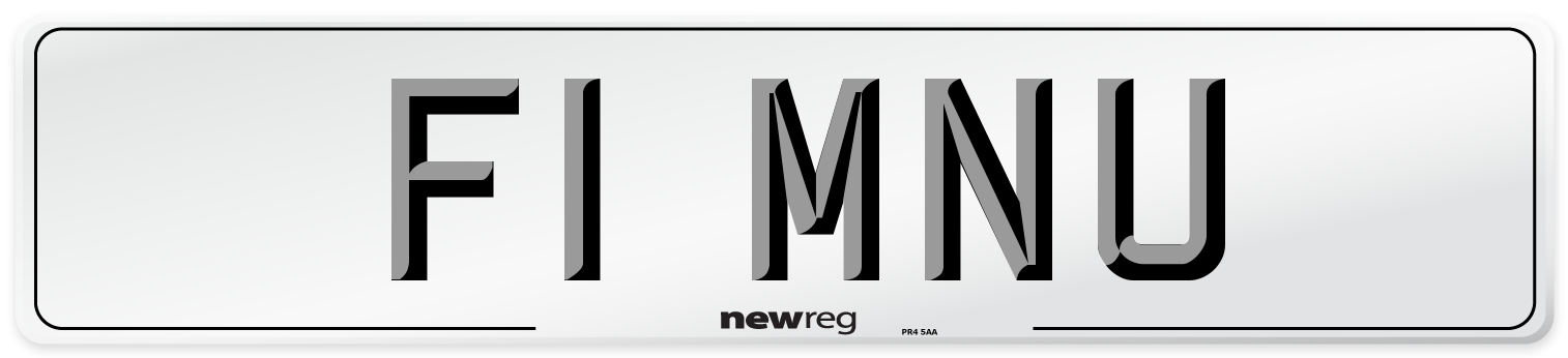 F1 MNU Number Plate from New Reg